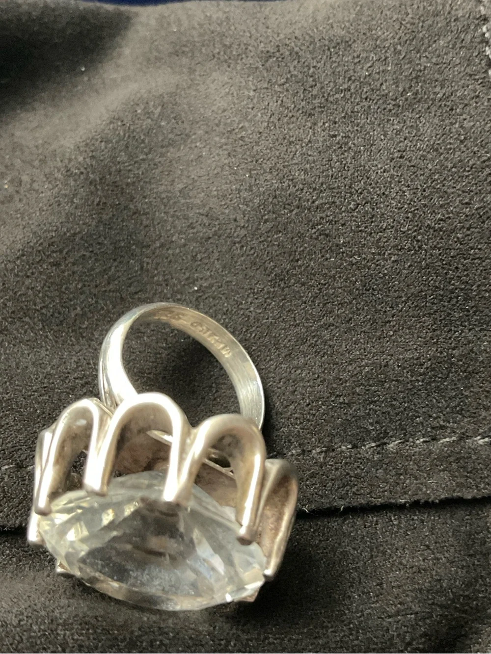 Vintage 925 Big Rock Crystal Ring